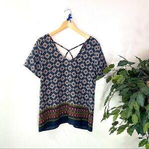 Sienna Sky Patterned Shirt W/ Strappy Back